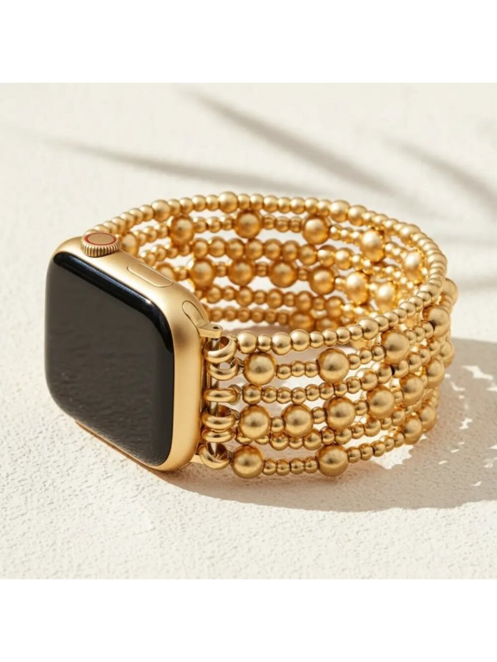 Cape Diablo Golden Demure Stretch Apple Watch Band 18K Gold Beaded NWT
